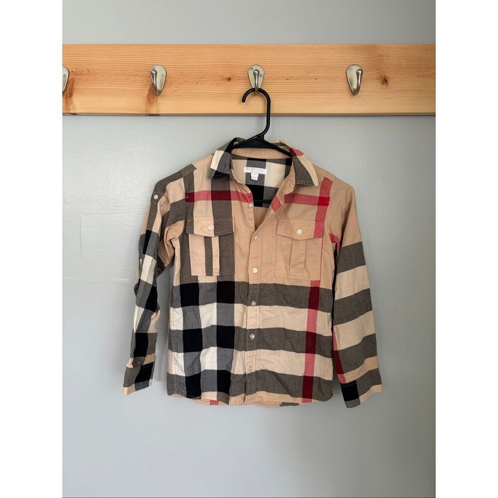Burberry Children Boys Plaid Button Up Shirt Vintage Check Cotton 10Y